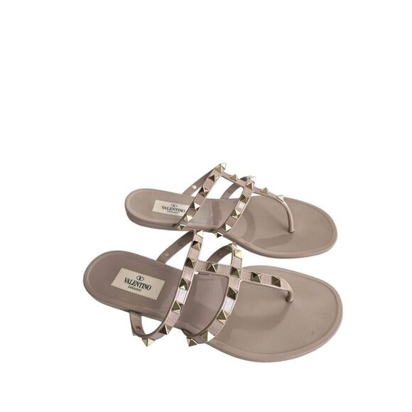 Valentino Garavani Rockstud Flat Sandal Poudre Made in Italy Size 6US - Picture 3 of 10